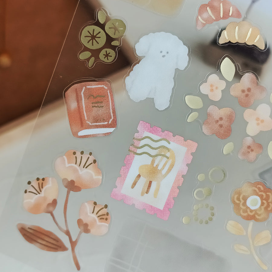 Mind Wave Dewdrop Gold Foil Sticker - Brown