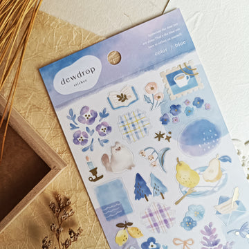 Mind Wave Dewdrop Gold Foil Sticker - Blue