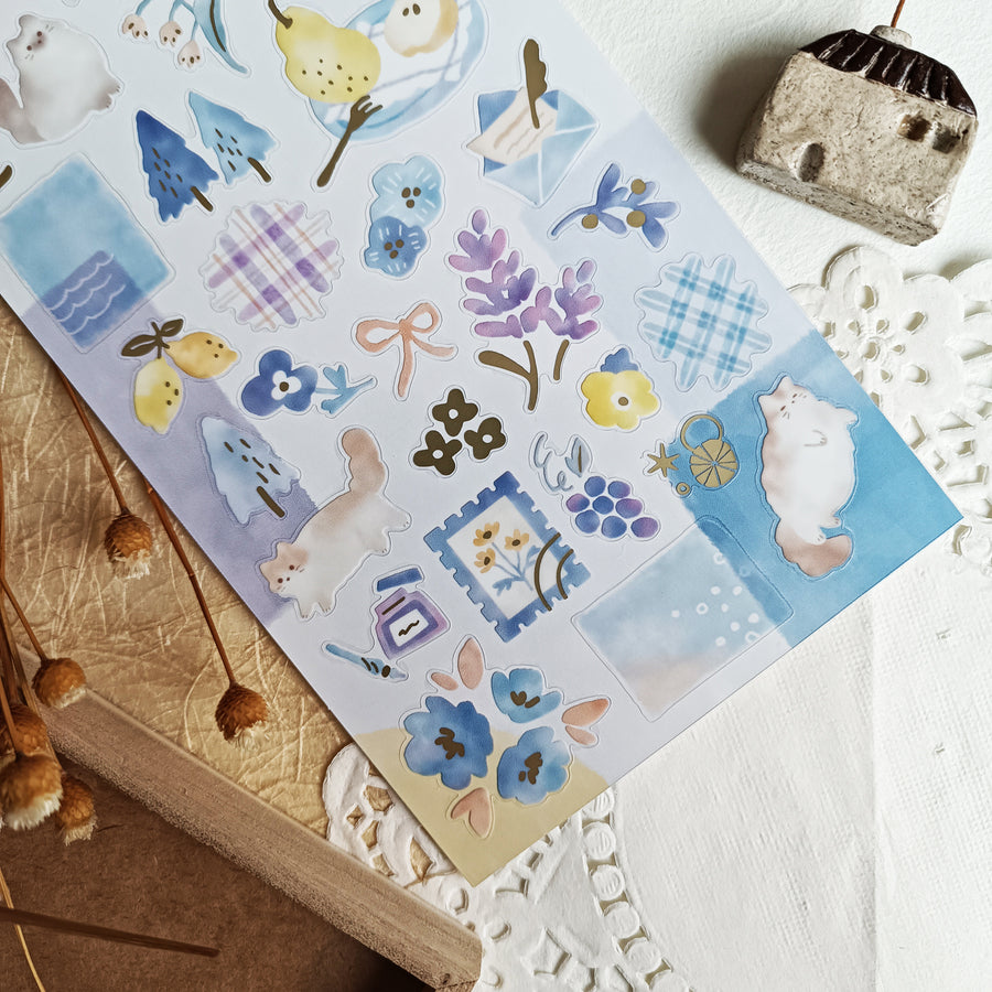 Mind Wave Dewdrop Gold Foil Sticker - Blue