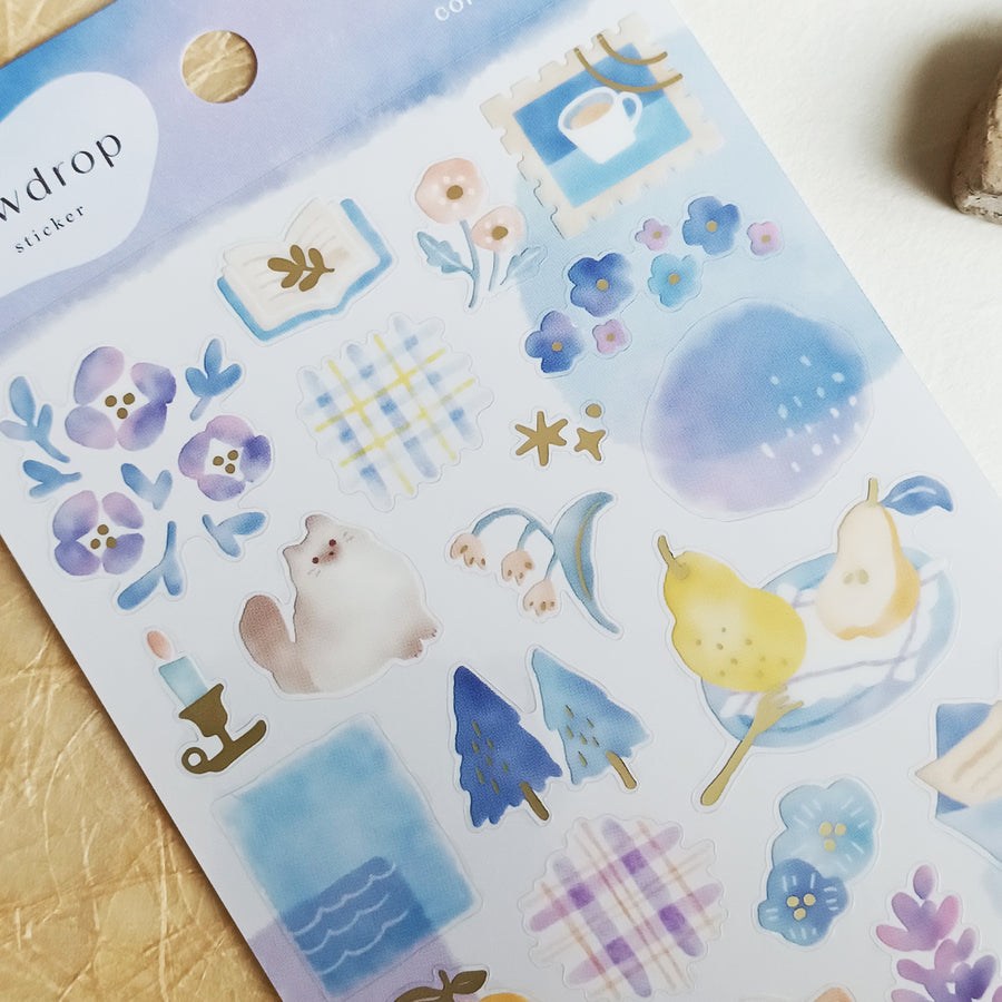 Mind Wave Dewdrop Gold Foil Sticker - Blue
