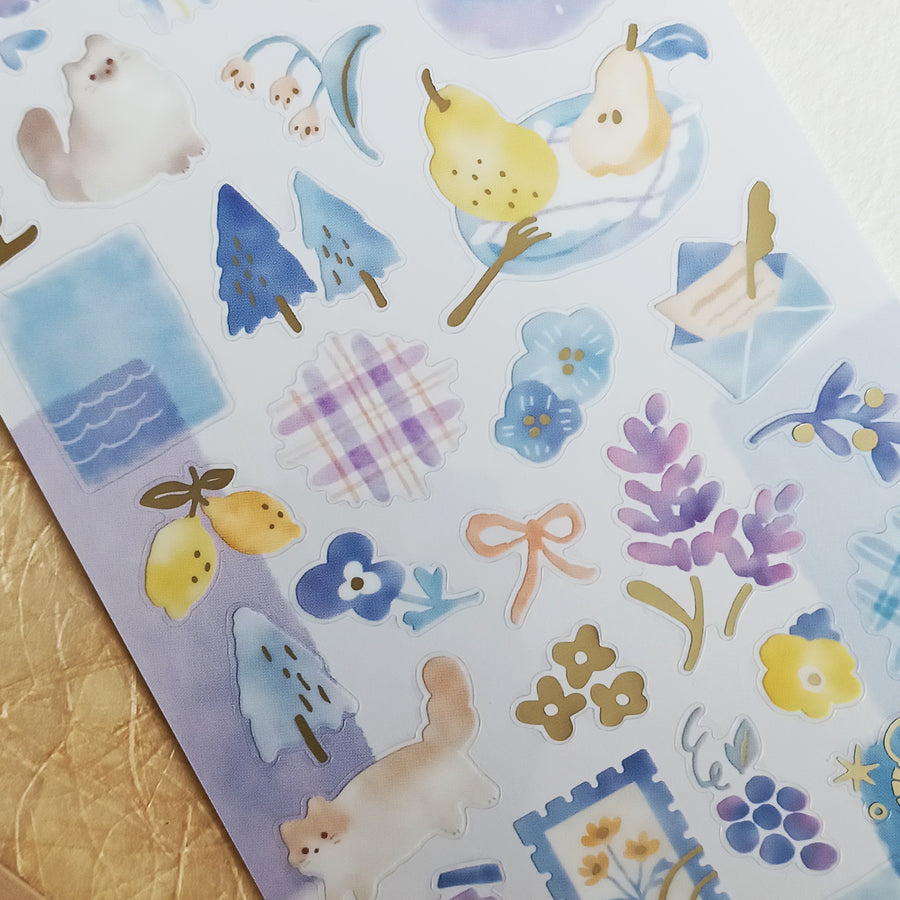 Mind Wave Dewdrop Gold Foil Sticker - Blue