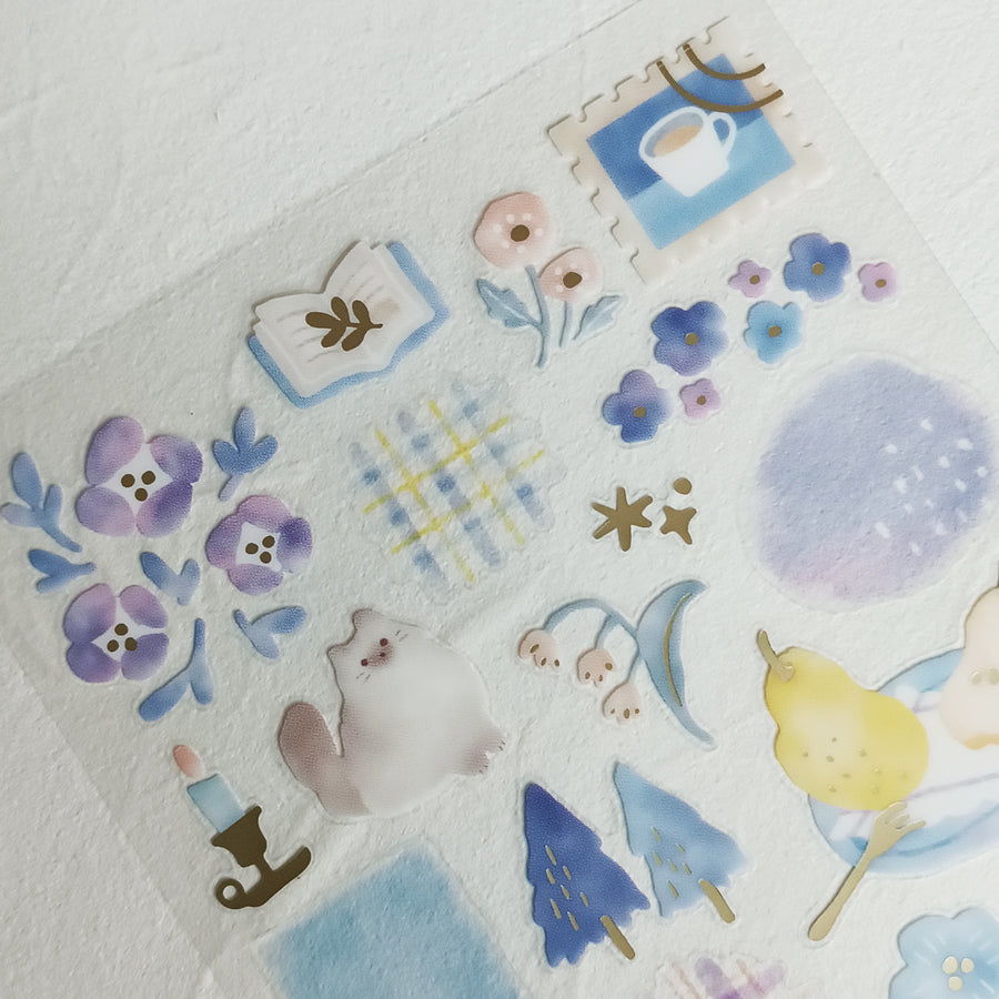 Mind Wave Dewdrop Gold Foil Sticker - Blue