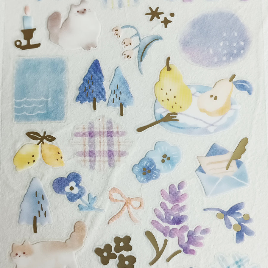 Mind Wave Dewdrop Gold Foil Sticker - Blue