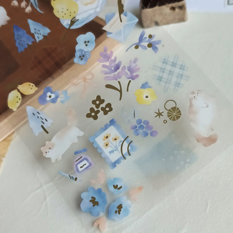 Mind Wave Dewdrop Gold Foil Sticker - Blue