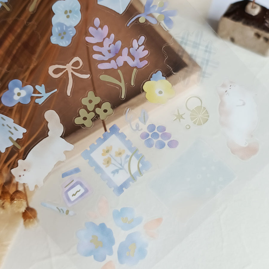 Mind Wave Dewdrop Gold Foil Sticker - Blue