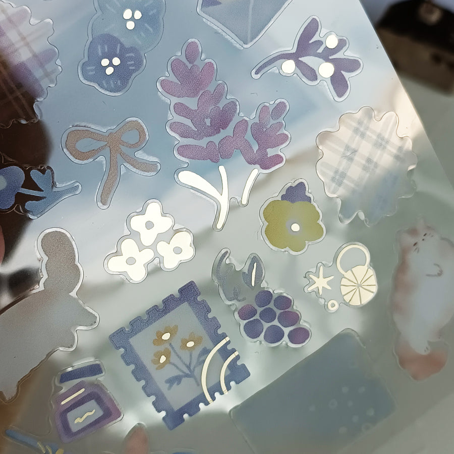 Mind Wave Dewdrop Gold Foil Sticker - Blue
