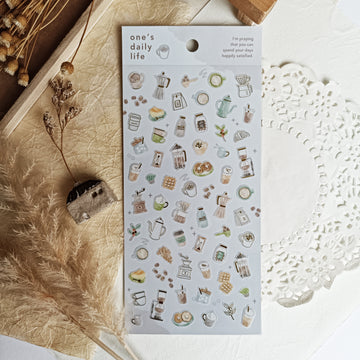 Mind Wave One's Daily Life Gold Foil Sticker - Coffee
