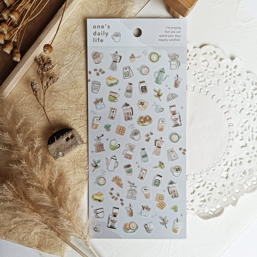 Mind Wave One's Daily Life Gold Foil Sticker - Coffee