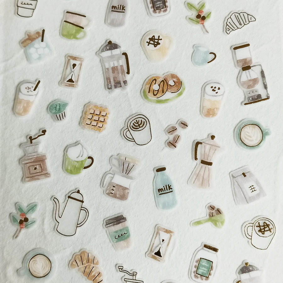Mind Wave One's Daily Life Gold Foil Sticker - Coffee