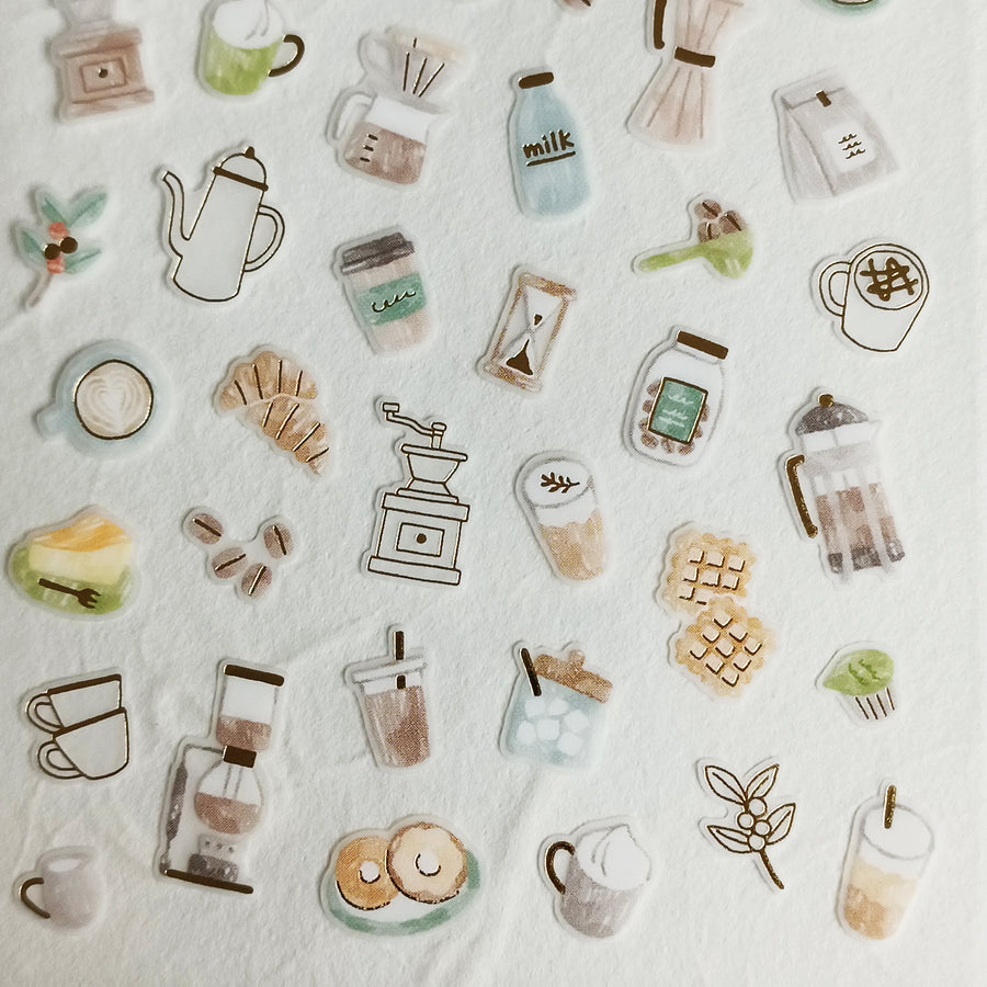 Mind Wave One's Daily Life Gold Foil Sticker - Coffee