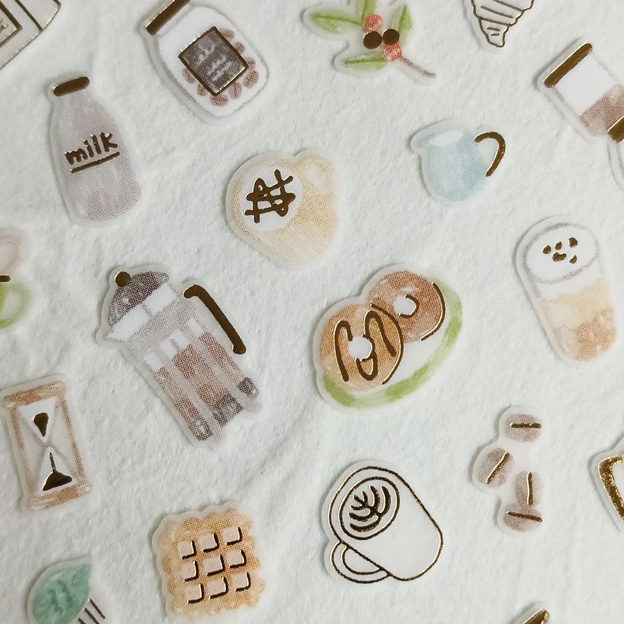 Mind Wave One's Daily Life Gold Foil Sticker - Coffee