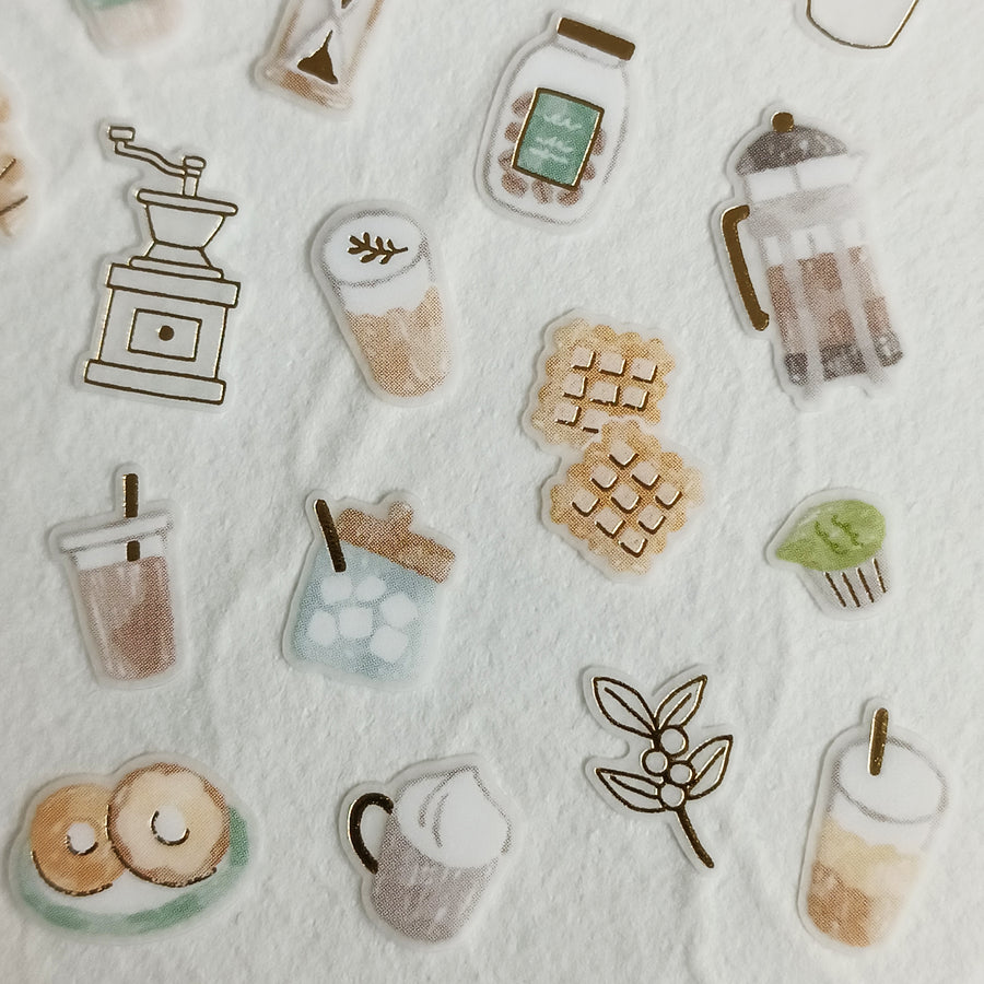 Mind Wave One's Daily Life Gold Foil Sticker - Coffee