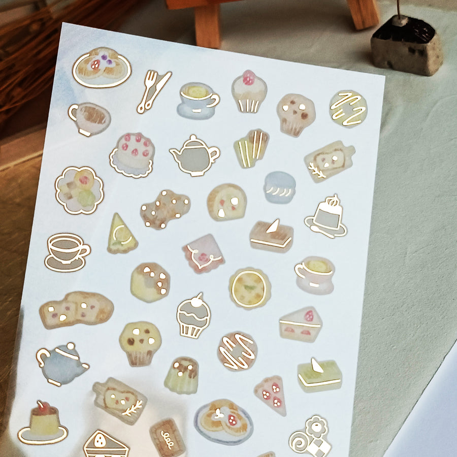 Mind Wave One's Daily Life Gold Foil Sticker - Pastry