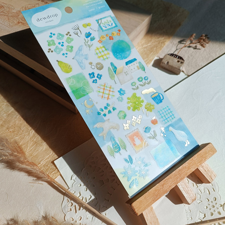 Mind Wave Dewdrop Gold Foil Sticker - Green