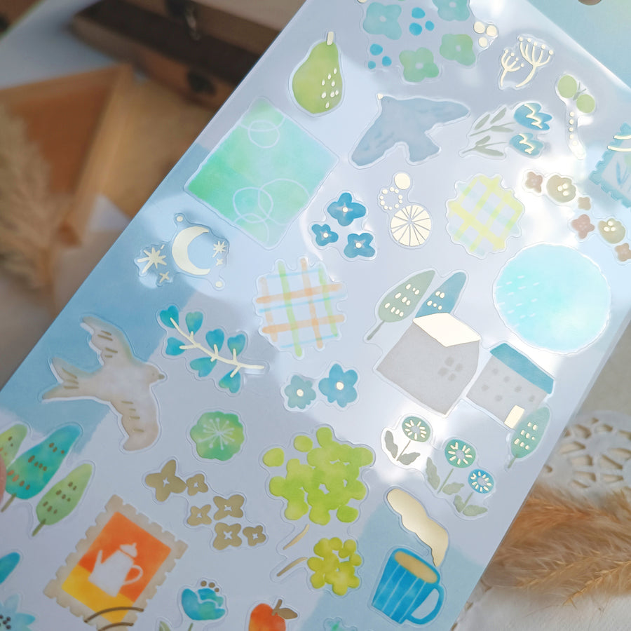 Mind Wave Dewdrop Gold Foil Sticker - Green