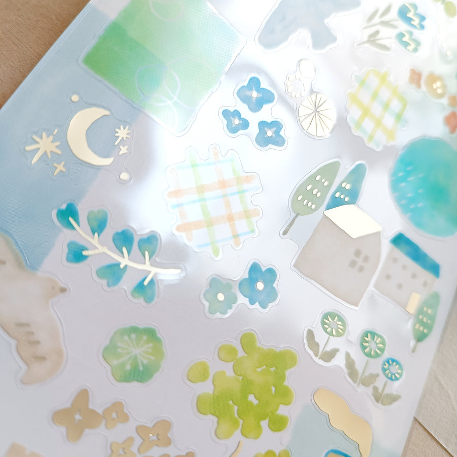 Mind Wave Dewdrop Gold Foil Sticker - Green