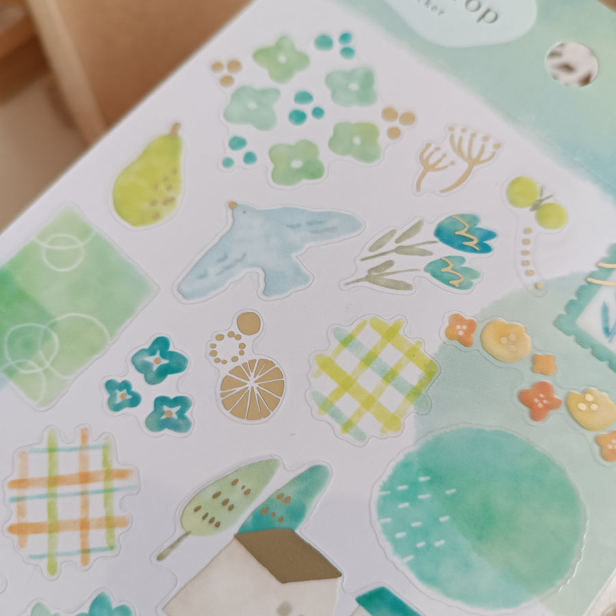 Mind Wave Dewdrop Gold Foil Sticker - Green