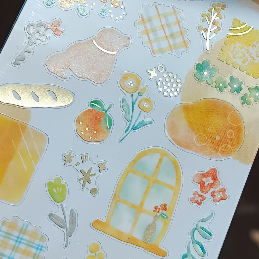 Mind Wave Dewdrop Gold Foil Sticker - Yellow