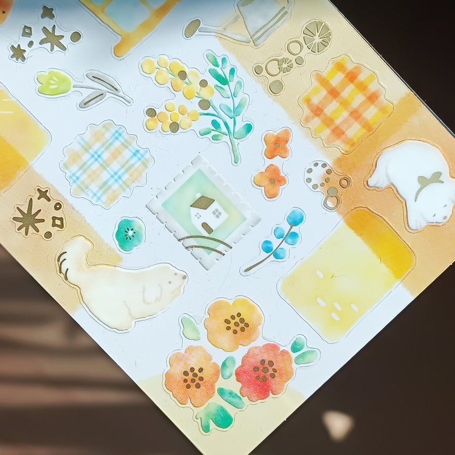 Mind Wave Dewdrop Gold Foil Sticker - Yellow