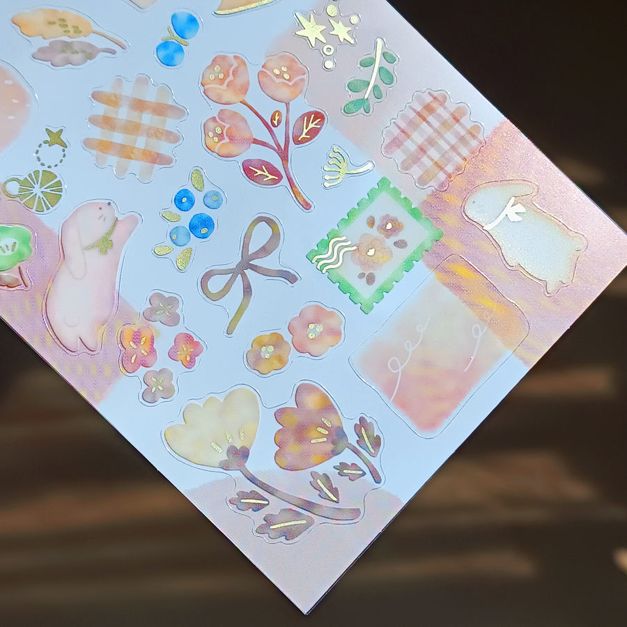 Mind Wave Dewdrop Gold Foil Sticker - Beige