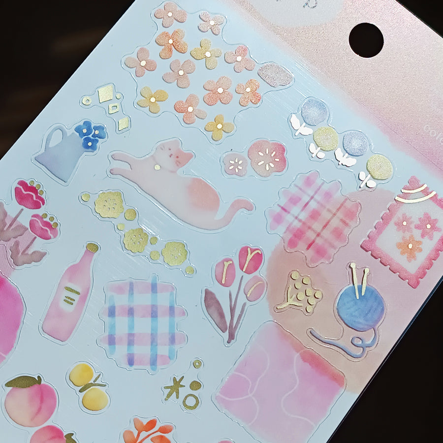 Mind Wave Dewdrop Gold Foil Sticker - Pink