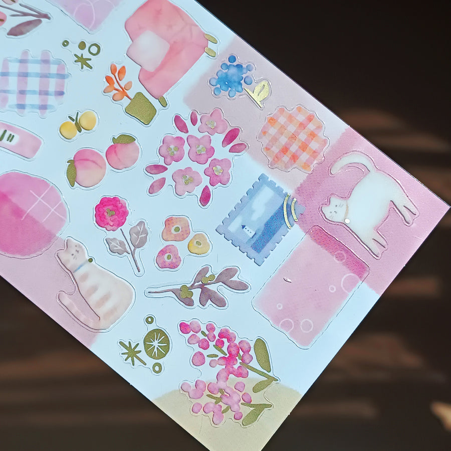Mind Wave Dewdrop Gold Foil Sticker - Pink