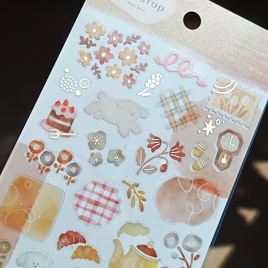 Mind Wave Dewdrop Gold Foil Sticker - Brown
