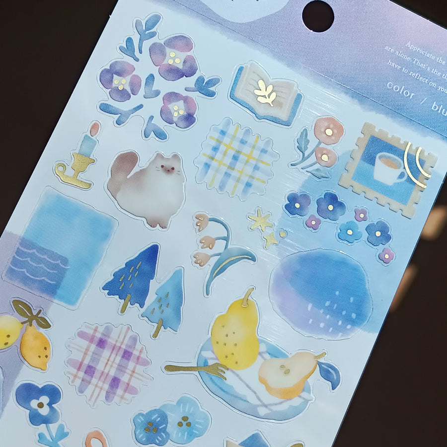Mind Wave Dewdrop Gold Foil Sticker - Blue