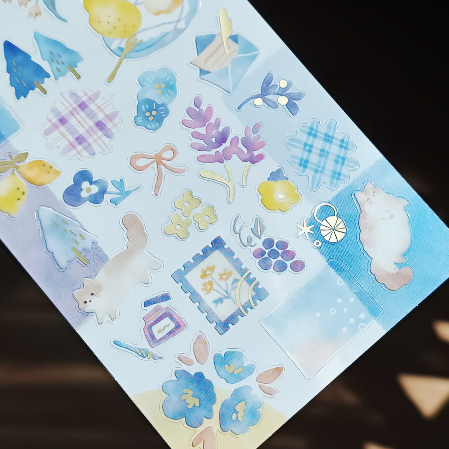 Mind Wave Dewdrop Gold Foil Sticker - Blue