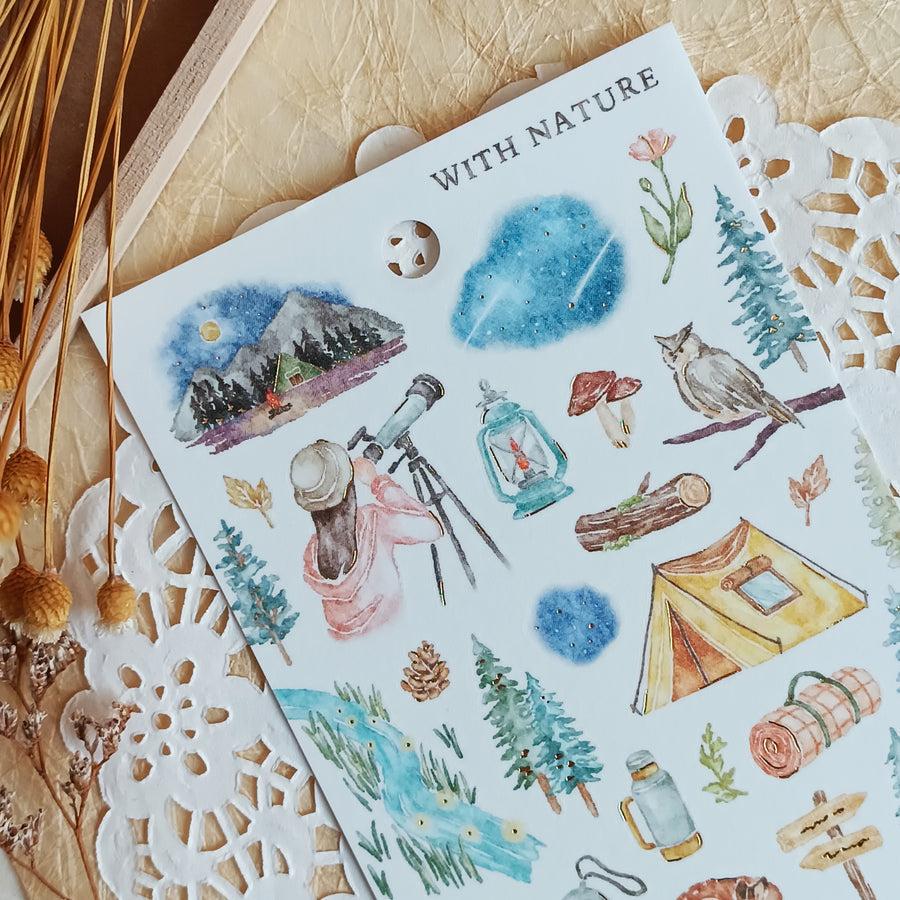 Mind Wave With Nature Foil Gold Sticker - Astronomical Observation