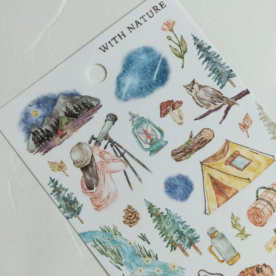 Mind Wave With Nature Foil Gold Sticker - Astronomical Observation