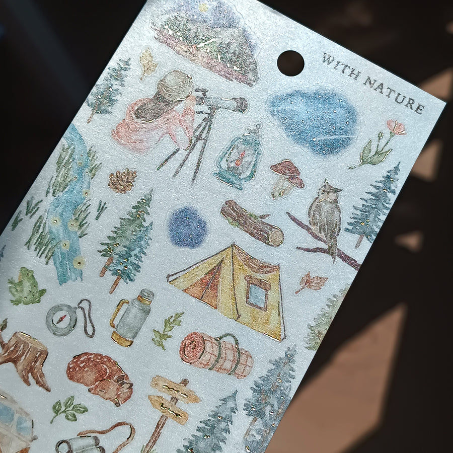 Mind Wave With Nature Foil Gold Sticker - Astronomical Observation
