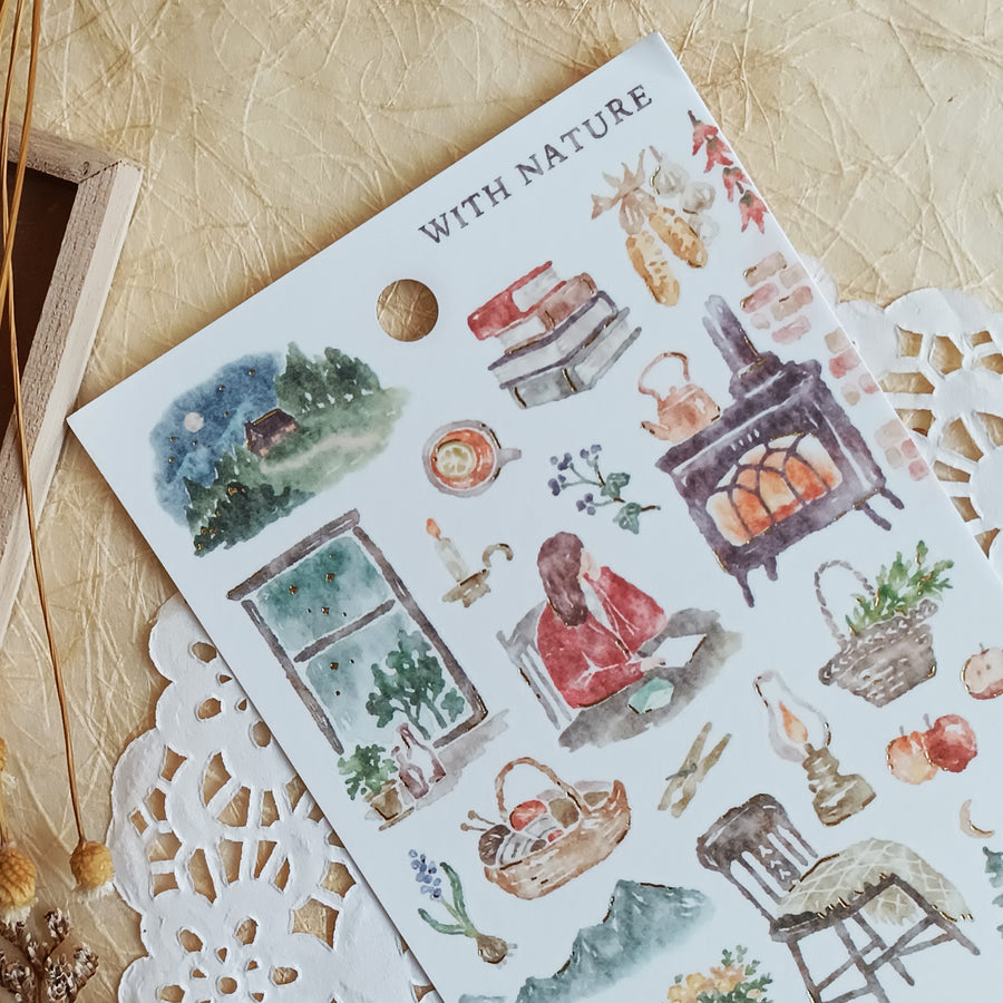 Mind Wave With Nature Foil Gold Sticker - Hobbies