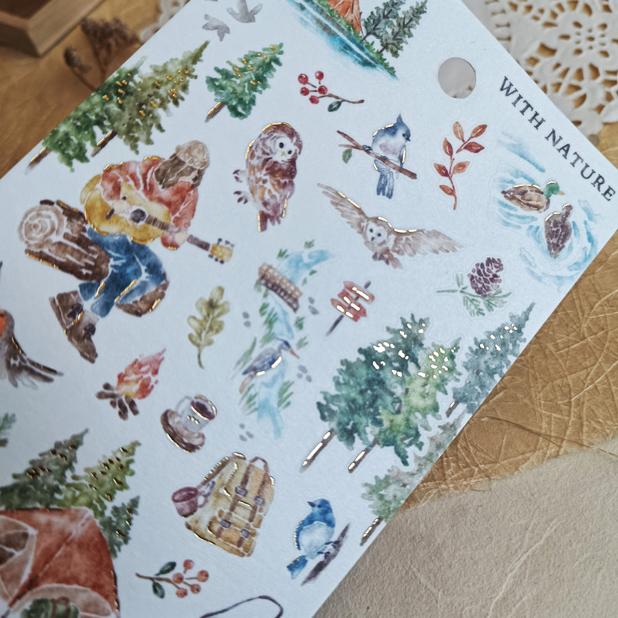 Mind Wave With Nature Foil Gold Sticker - Bird Watching