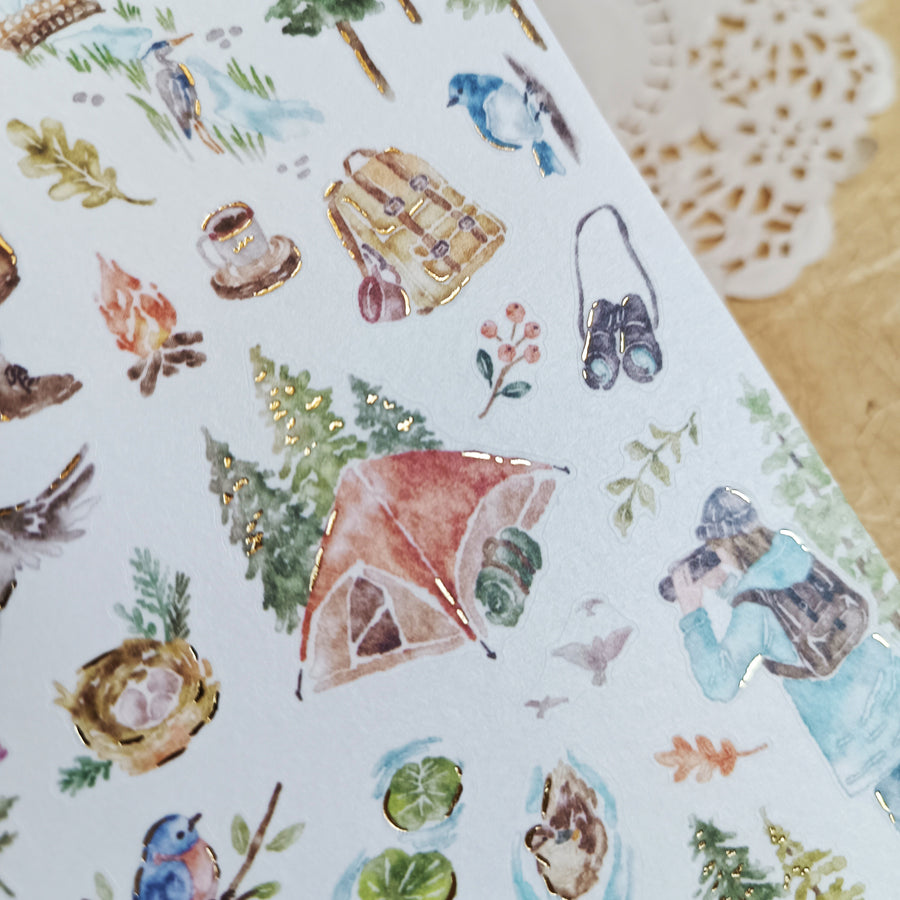 Mind Wave With Nature Foil Gold Sticker - Bird Watching