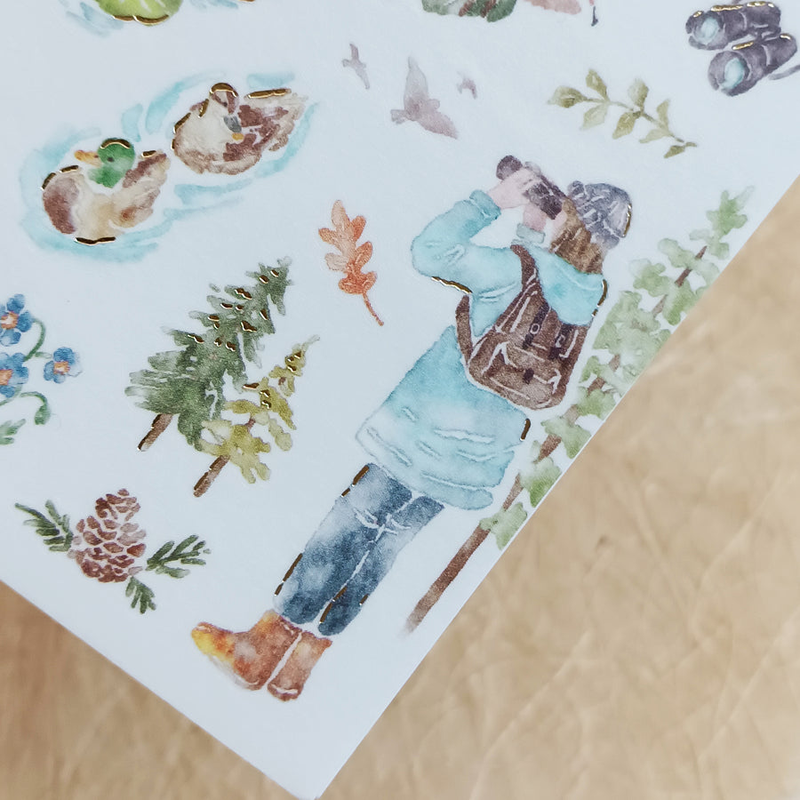 Mind Wave With Nature Foil Gold Sticker - Bird Watching