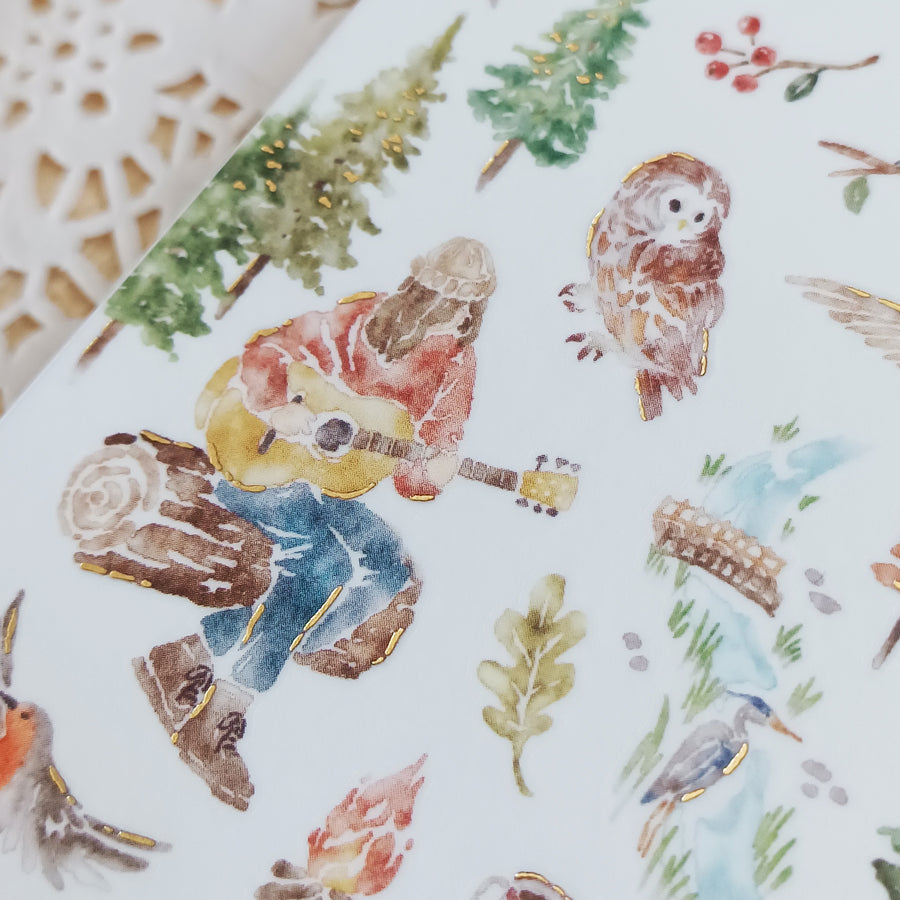 Mind Wave With Nature Foil Gold Sticker - Bird Watching