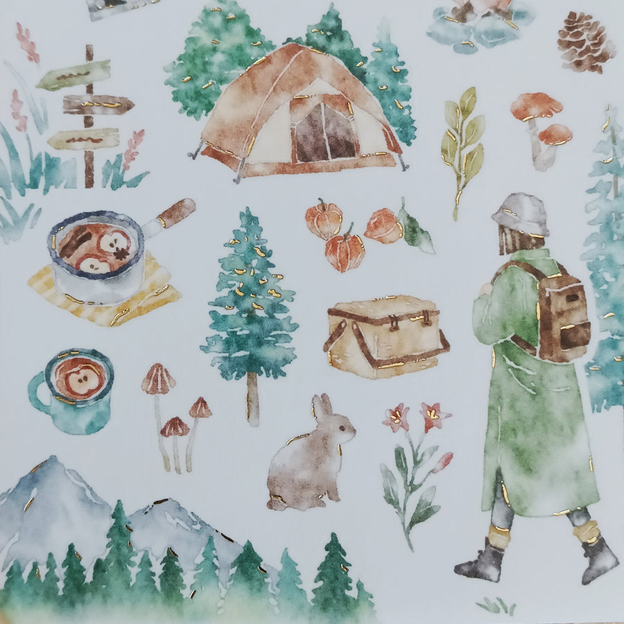 Mind Wave With Nature Foil Gold Sticker - Hiking
