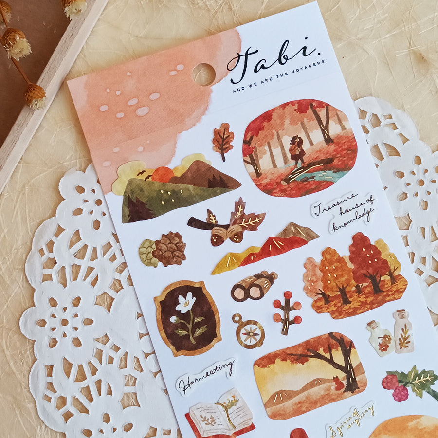 Mind Wave Tabi Foil Gold Sticker - Autumn Forest