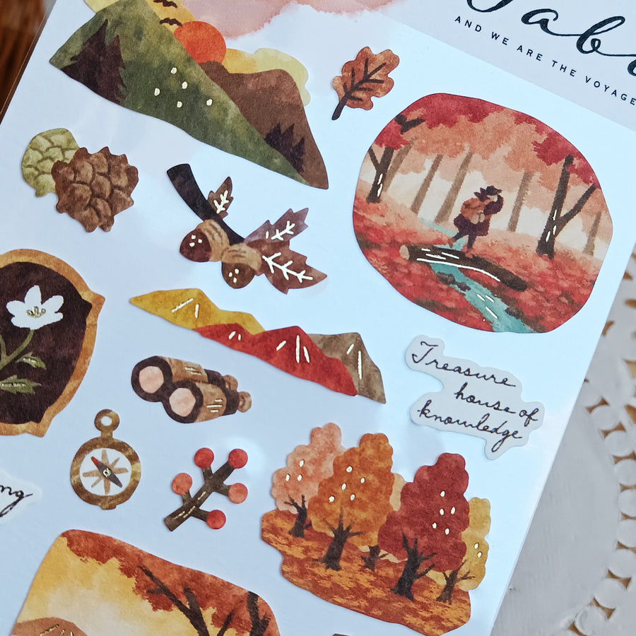 Mind Wave Tabi Foil Gold Sticker - Autumn Forest