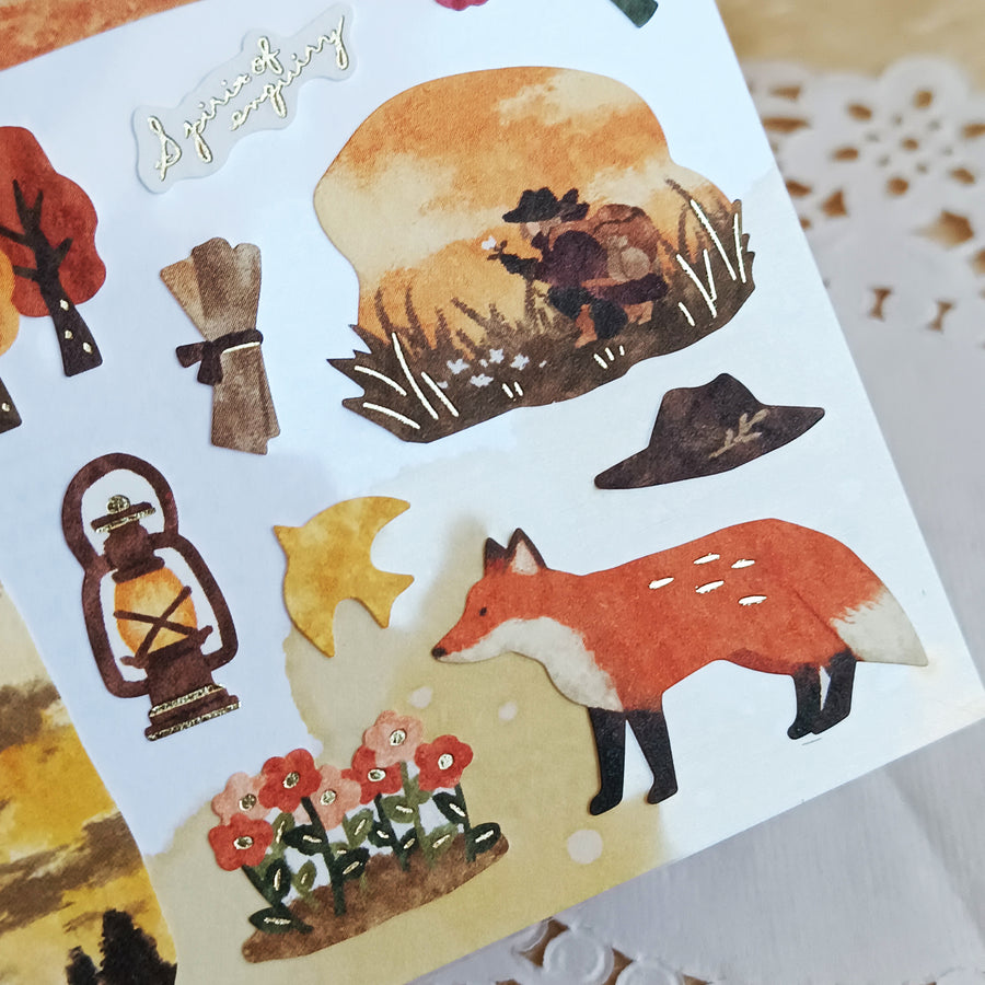 Mind Wave Tabi Foil Gold Sticker - Autumn Forest