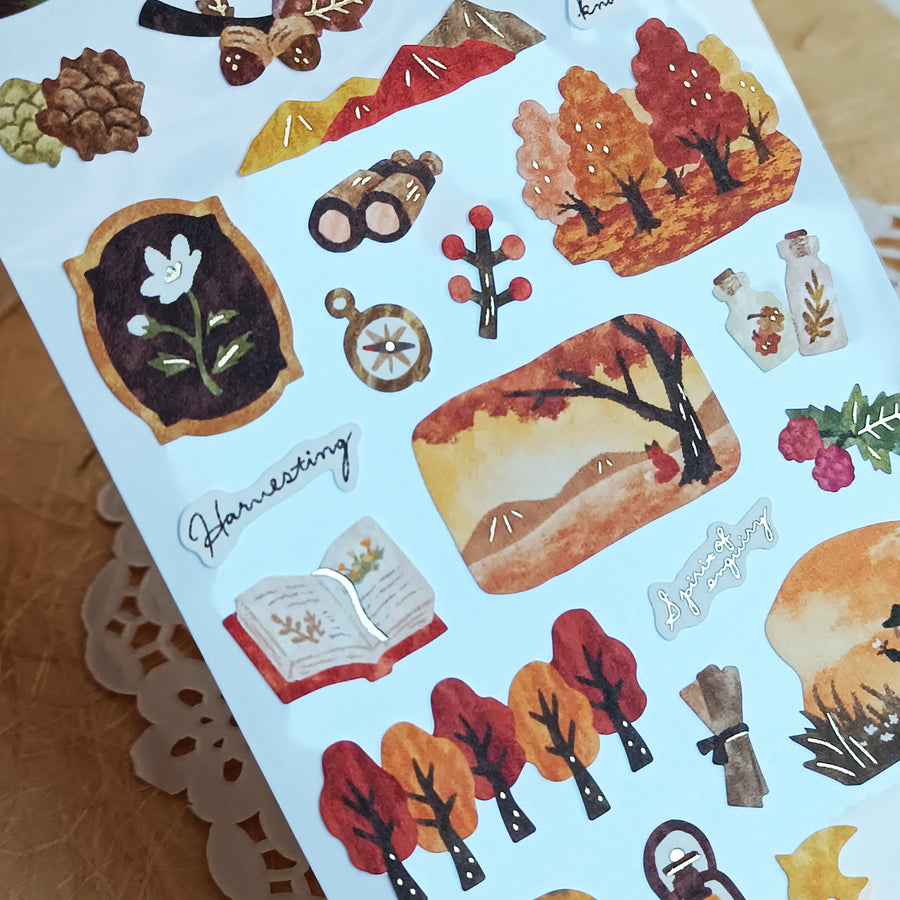 Mind Wave Tabi Foil Gold Sticker - Autumn Forest
