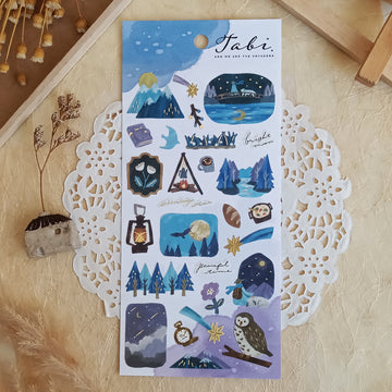Mind Wave Tabi Foil Gold Sticker - Night Forest