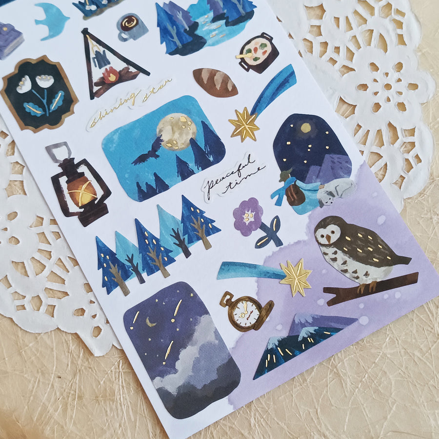 Mind Wave Tabi Foil Gold Sticker - Night Forest