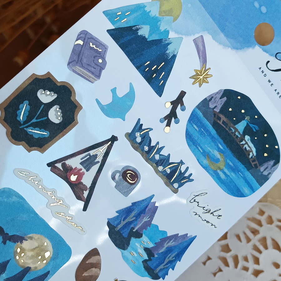 Mind Wave Tabi Foil Gold Sticker - Night Forest