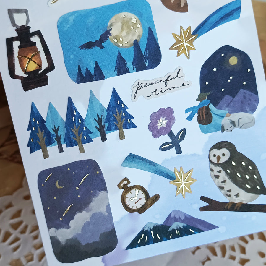 Mind Wave Tabi Foil Gold Sticker - Night Forest