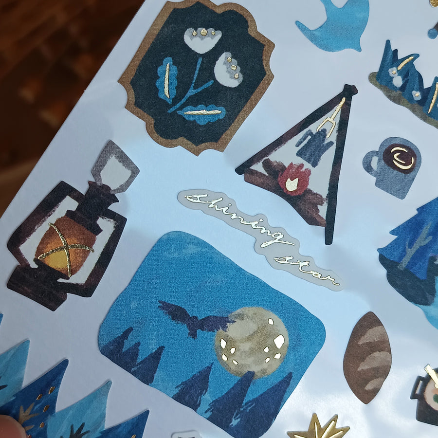 Mind Wave Tabi Foil Gold Sticker - Night Forest