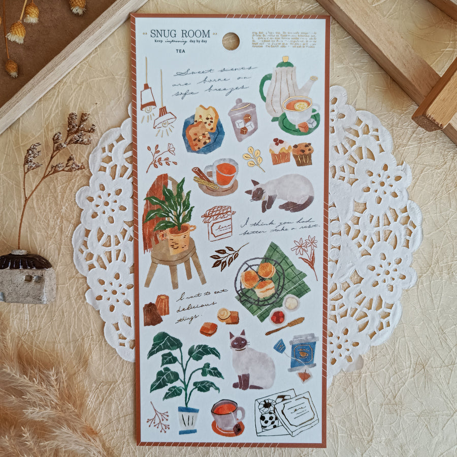 Mind Wave Snug Room Foil Gold Sticker - Tea