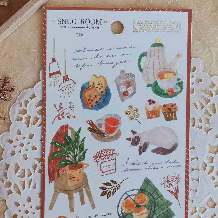 Mind Wave Snug Room Foil Gold Sticker - Tea