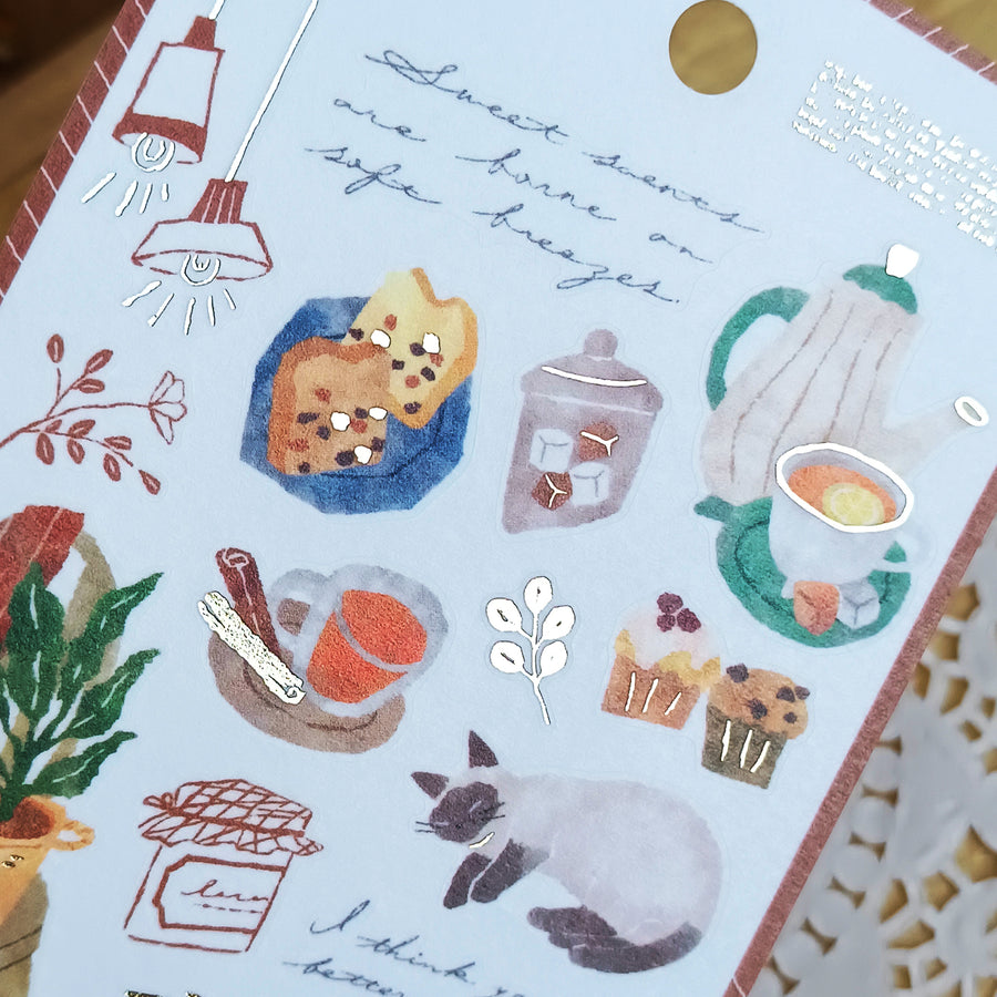 Mind Wave Snug Room Foil Gold Sticker - Tea